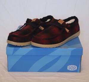 HEYDUDE Men's Wally Slip Sherpa Timber Wolf Plaid Casual Shoes